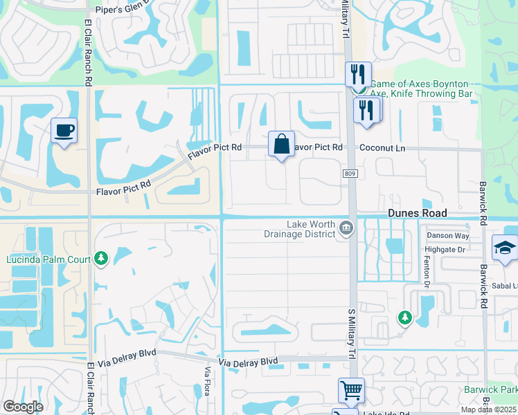 map of restaurants, bars, coffee shops, grocery stores, and more near 12938 Anthorne Lane in Boynton Beach