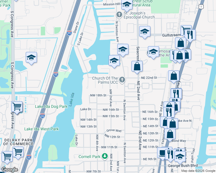map of restaurants, bars, coffee shops, grocery stores, and more near 2012 Northwest 2nd Avenue in Delray Beach