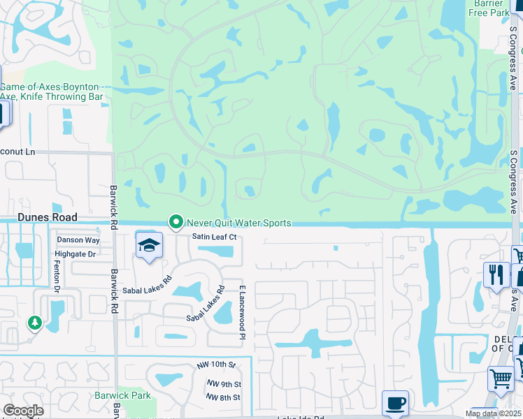 map of restaurants, bars, coffee shops, grocery stores, and more near 9 Stratford Drive East in Boynton Beach