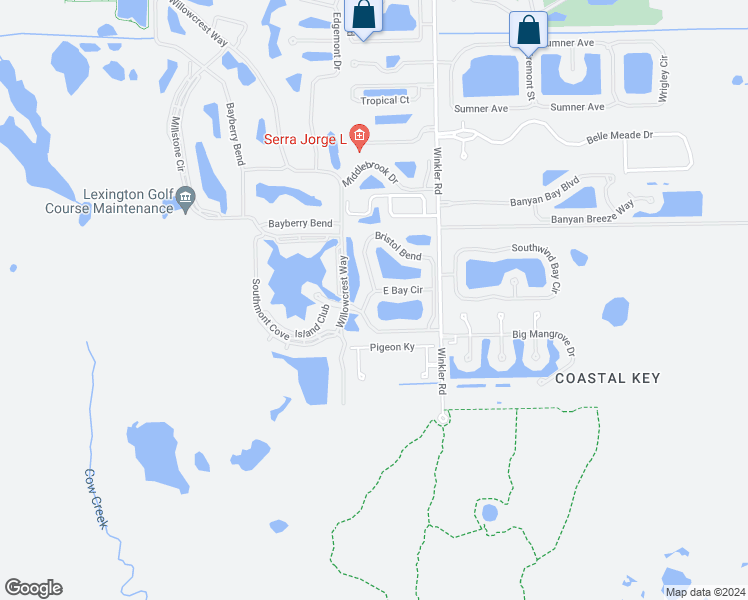 map of restaurants, bars, coffee shops, grocery stores, and more near 8810 Stockbridge Drive in Fort Myers