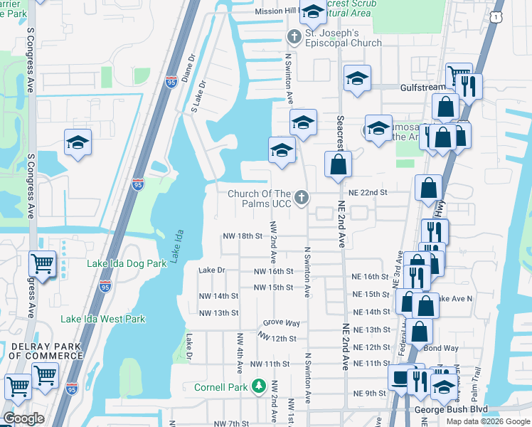 map of restaurants, bars, coffee shops, grocery stores, and more near 2012 Northwest 2nd Avenue in Delray Beach