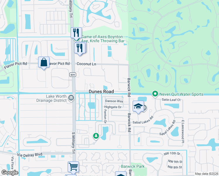 map of restaurants, bars, coffee shops, grocery stores, and more near 12937 Cocoa Pine Drive in Boynton Beach