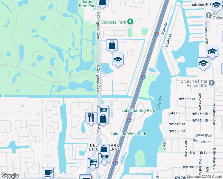 map of restaurants, bars, coffee shops, grocery stores, and more near 292 Lake Monterey Circle in Boynton Beach