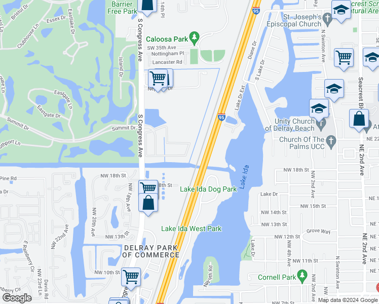 map of restaurants, bars, coffee shops, grocery stores, and more near 226 Lake Monterey Circle in Boynton Beach