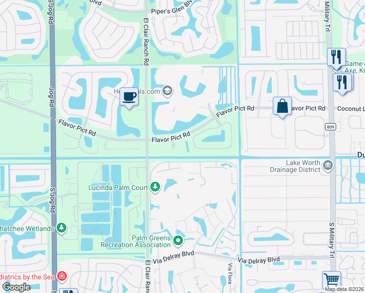 map of restaurants, bars, coffee shops, grocery stores, and more near 5014 Regal Glen Drive in Boynton Beach