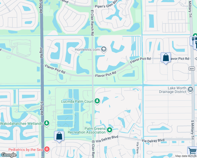 map of restaurants, bars, coffee shops, grocery stores, and more near 5876 Regal Glen Drive in Boynton Beach