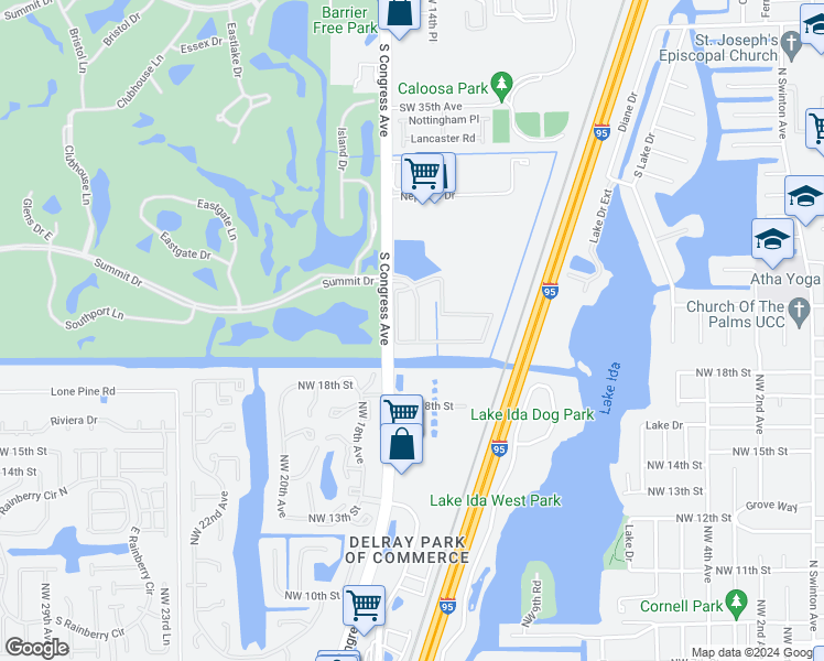 map of restaurants, bars, coffee shops, grocery stores, and more near 161 Monterey Bay Drive in Boynton Beach