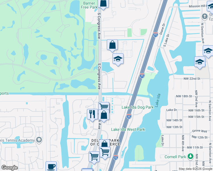 map of restaurants, bars, coffee shops, grocery stores, and more near 364 Lake Monterey Circle in Boynton Beach