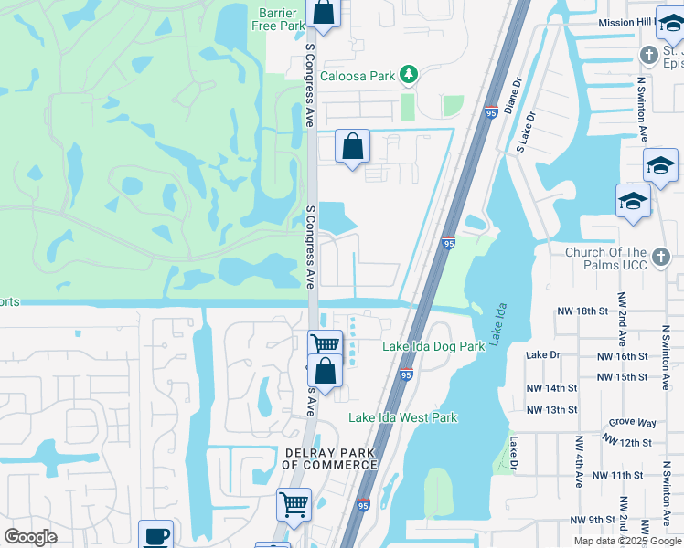 map of restaurants, bars, coffee shops, grocery stores, and more near 136 Monterey Bay Drive in Boynton Beach