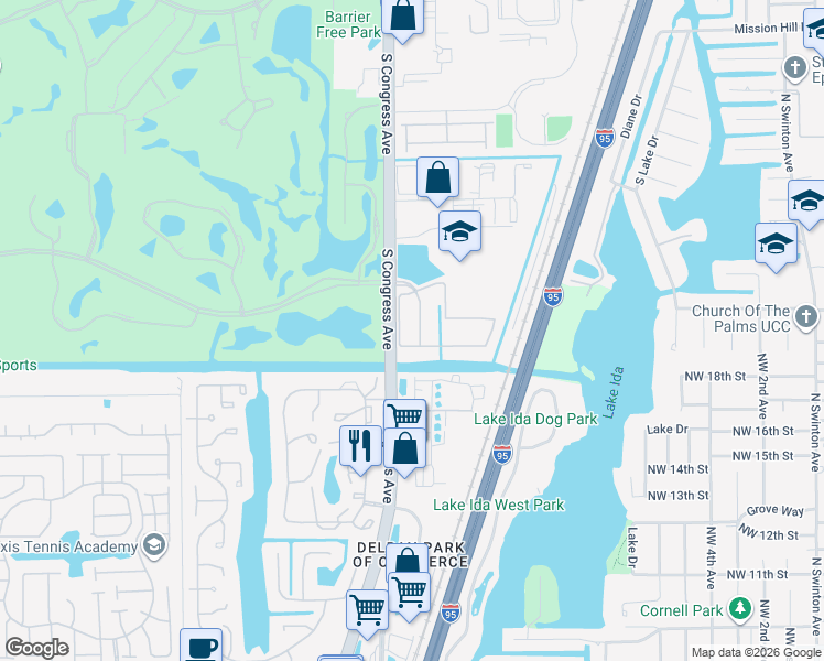 map of restaurants, bars, coffee shops, grocery stores, and more near 183 Monterey Bay Drive in Boynton Beach