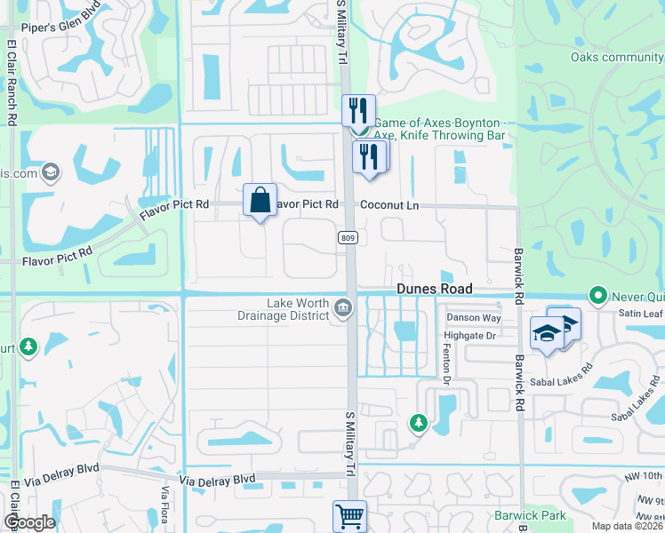 map of restaurants, bars, coffee shops, grocery stores, and more near 13051 Hampton Lakes Circle in Boynton Beach