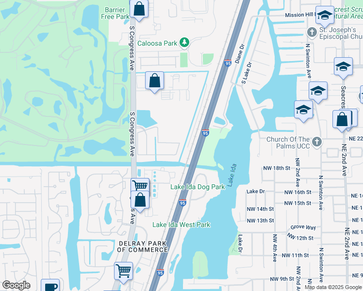 map of restaurants, bars, coffee shops, grocery stores, and more near 212 Lake Monterey Circle in Boynton Beach