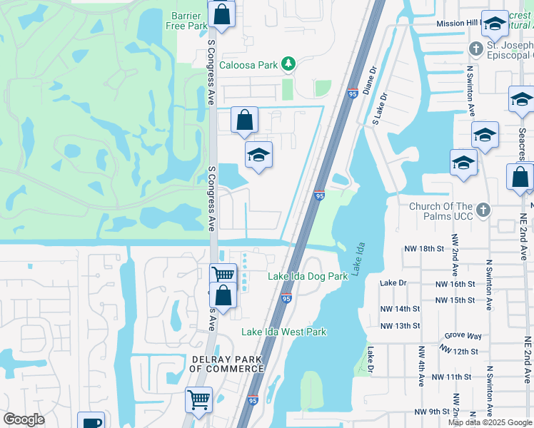 map of restaurants, bars, coffee shops, grocery stores, and more near 170 Lake Monterey Circle in Boynton Beach