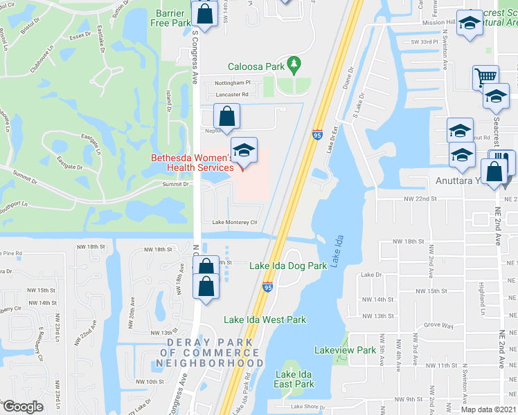 map of restaurants, bars, coffee shops, grocery stores, and more near 186 Lake Monterey Circle in Boynton Beach
