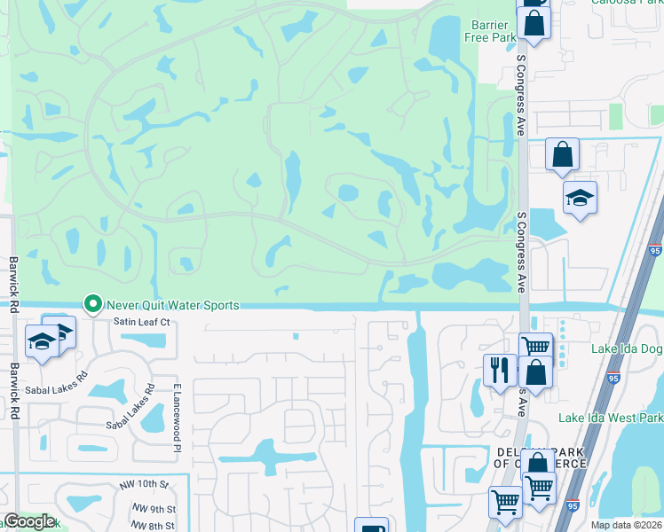 map of restaurants, bars, coffee shops, grocery stores, and more near 25 Southport Lane in Boynton Beach