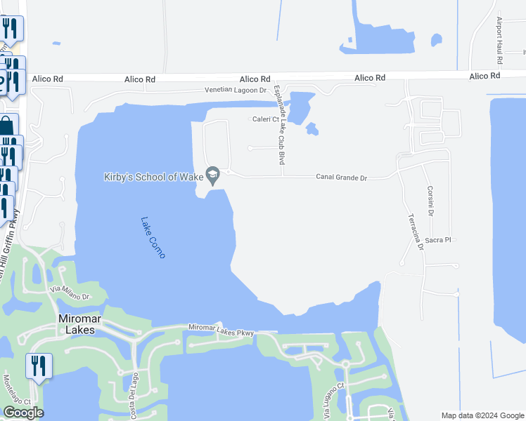 map of restaurants, bars, coffee shops, grocery stores, and more near 11840 Alico Road in Fort Myers