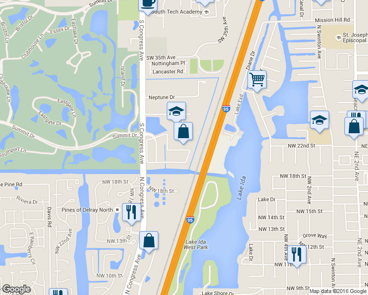 map of restaurants, bars, coffee shops, grocery stores, and more near 177 Lake Monterey Circle in Boynton Beach