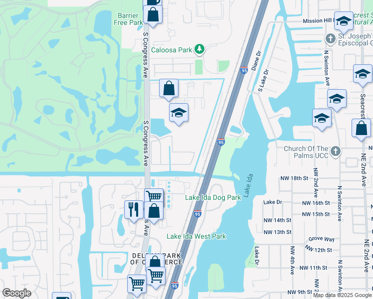 map of restaurants, bars, coffee shops, grocery stores, and more near 177 Lake Monterey Circle in Boynton Beach