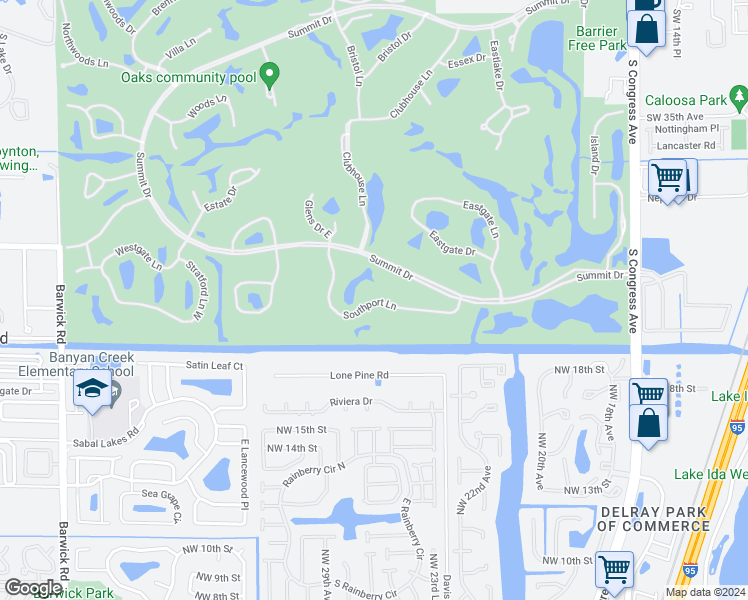 map of restaurants, bars, coffee shops, grocery stores, and more near 2 Southport Lane in Boynton Beach