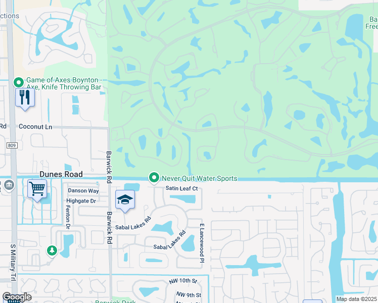 map of restaurants, bars, coffee shops, grocery stores, and more near 36 Stratford Lane West in Boynton Beach