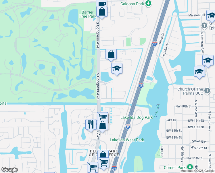 map of restaurants, bars, coffee shops, grocery stores, and more near 108 Monterey Bay Drive in Boynton Beach