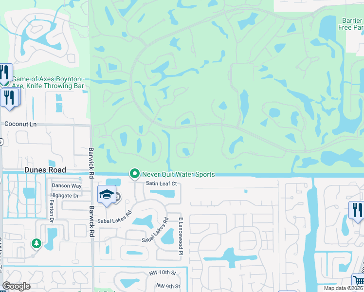 map of restaurants, bars, coffee shops, grocery stores, and more near 21 Stratford Drive East in Boynton Beach