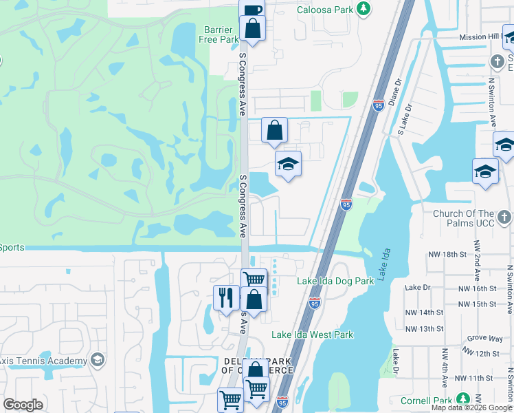 map of restaurants, bars, coffee shops, grocery stores, and more near 364 Lake Monterey Circle in Boynton Beach