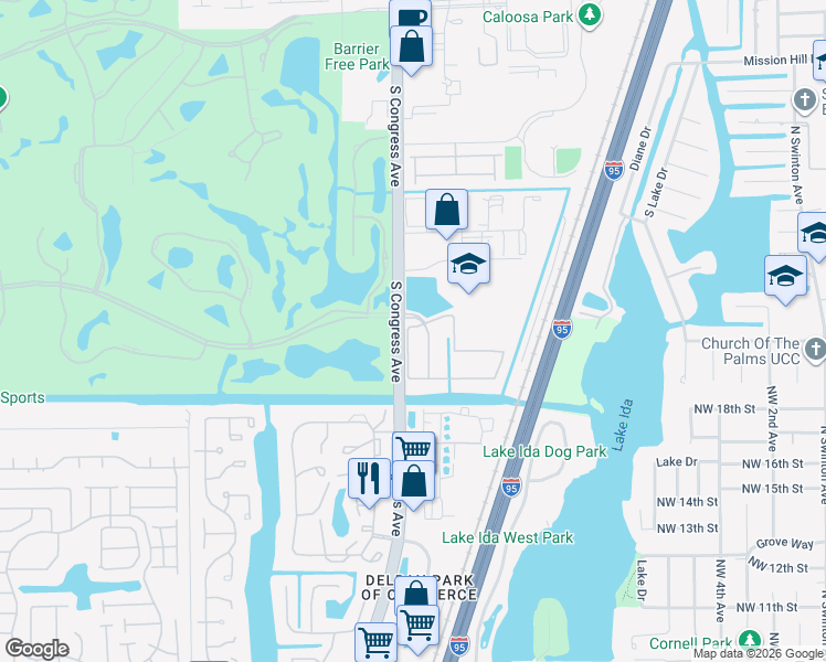 map of restaurants, bars, coffee shops, grocery stores, and more near 364 Lake Monterey Circle in Boynton Beach
