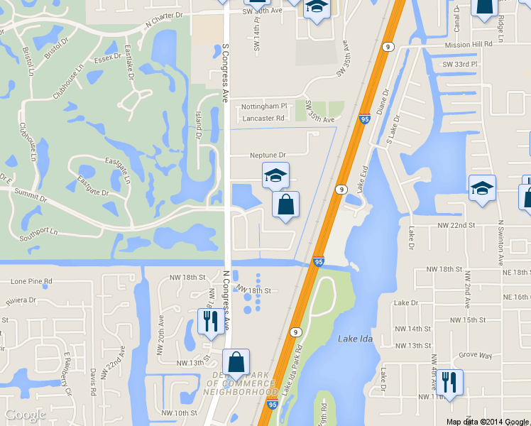 map of restaurants, bars, coffee shops, grocery stores, and more near 112 Lake Monterey Circle in Boynton Beach