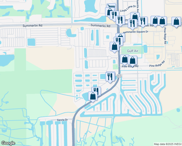 map of restaurants, bars, coffee shops, grocery stores, and more near 50 Aztec Circle in Fort Myers Beach