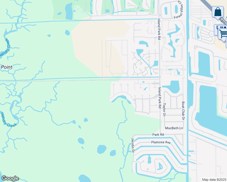 map of restaurants, bars, coffee shops, grocery stores, and more near Island Inlet Court in Lee County