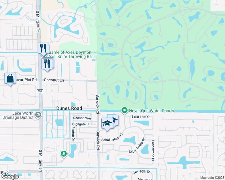 map of restaurants, bars, coffee shops, grocery stores, and more near 4 Westgate Lane in Boynton Beach