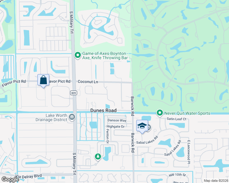 map of restaurants, bars, coffee shops, grocery stores, and more near 12841 Pennell Pines Road in Boynton Beach