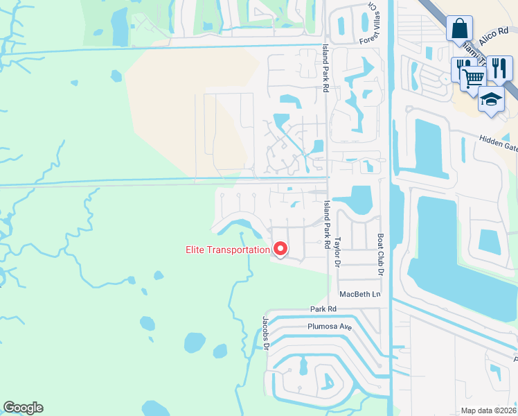 map of restaurants, bars, coffee shops, grocery stores, and more near 17596 Osprey Inlet Court in Fort Myers