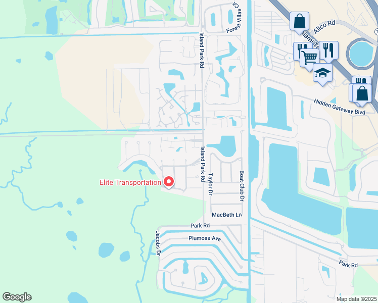 map of restaurants, bars, coffee shops, grocery stores, and more near 17451 Overhill Drive in Fort Myers
