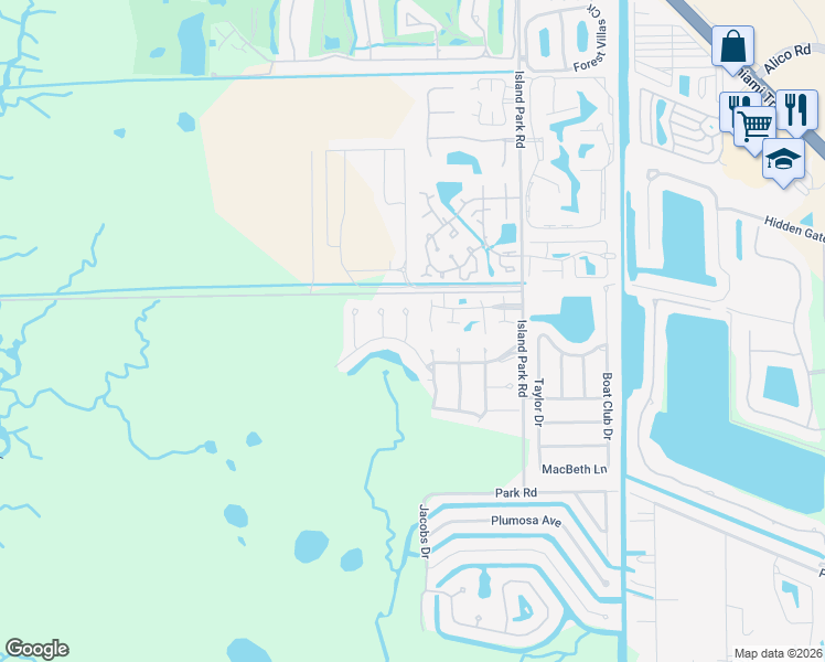 map of restaurants, bars, coffee shops, grocery stores, and more near 17596 Osprey Inlet Court in Fort Myers