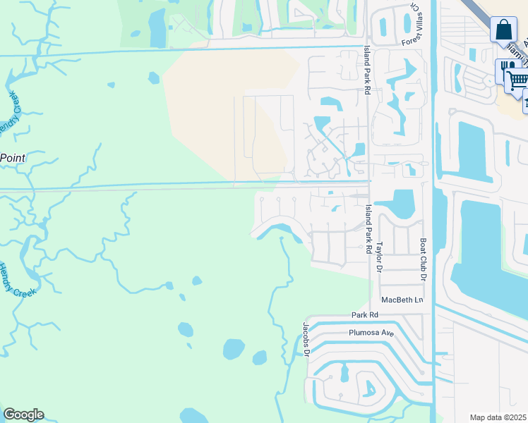 map of restaurants, bars, coffee shops, grocery stores, and more near 17593 Village Inlet Court in Fort Myers