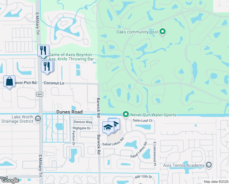 map of restaurants, bars, coffee shops, grocery stores, and more near 4 Westgate Lane in Boynton Beach