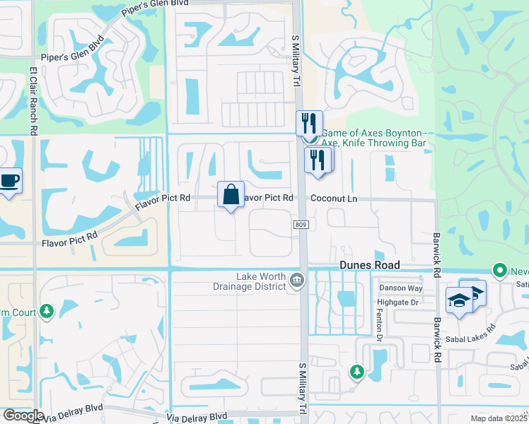 map of restaurants, bars, coffee shops, grocery stores, and more near 12831 Hampton Lakes Circle in Boynton Beach