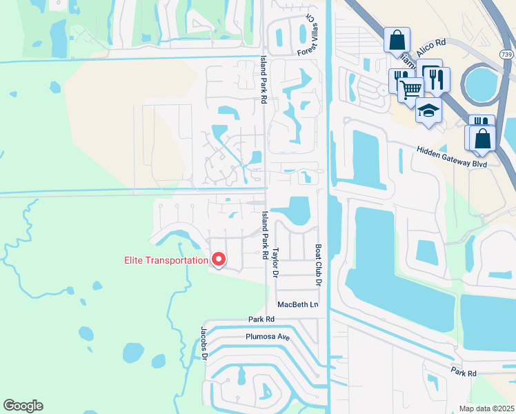 map of restaurants, bars, coffee shops, grocery stores, and more near 17451 Overhill Drive in Fort Myers