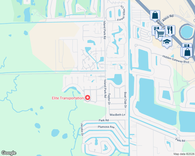 map of restaurants, bars, coffee shops, grocery stores, and more near 17451 Overhill Drive in Fort Myers