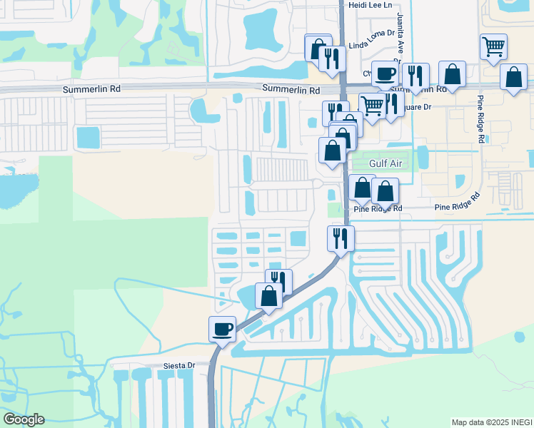 map of restaurants, bars, coffee shops, grocery stores, and more near 50 Aztec Circle in Fort Myers Beach