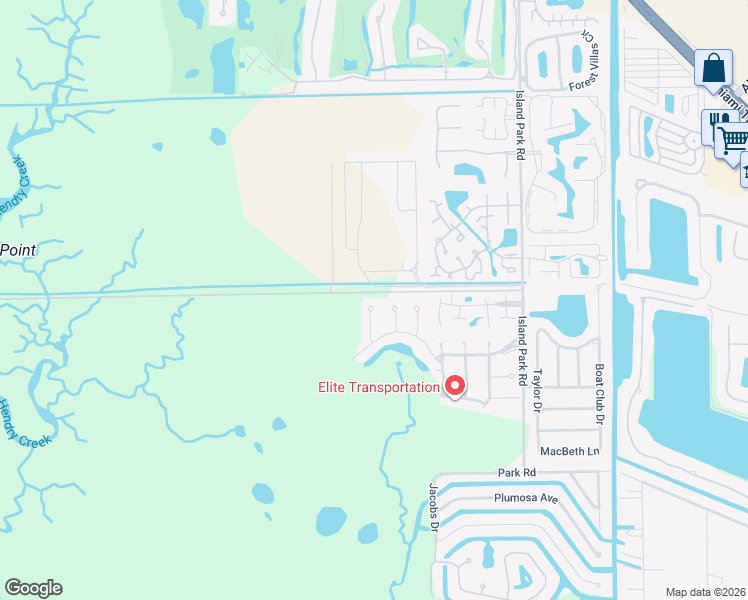map of restaurants, bars, coffee shops, grocery stores, and more near 17593 Village Inlet Court in Fort Myers