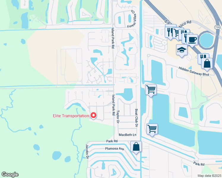 map of restaurants, bars, coffee shops, grocery stores, and more near 6064 Lake Grasmere Way in Fort Myers