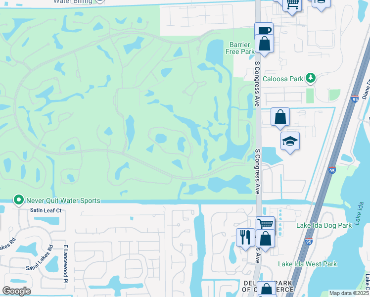 map of restaurants, bars, coffee shops, grocery stores, and more near 66 Eastgate Drive in Boynton Beach
