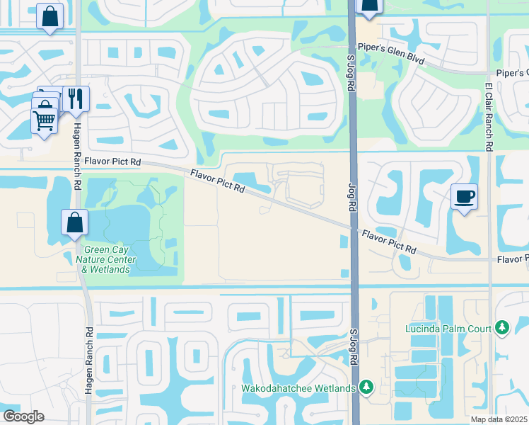map of restaurants, bars, coffee shops, grocery stores, and more near 6670 Flavor Pict Road in Boynton Beach