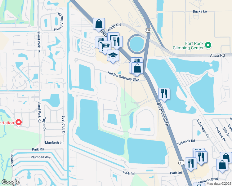 map of restaurants, bars, coffee shops, grocery stores, and more near 17494 Old Harmony Drive in Fort Myers