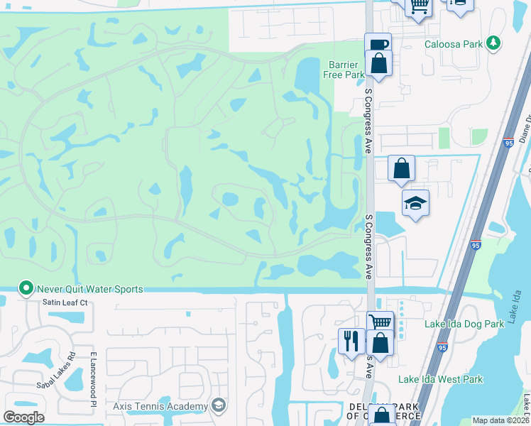 map of restaurants, bars, coffee shops, grocery stores, and more near 66 Eastgate Drive in Boynton Beach