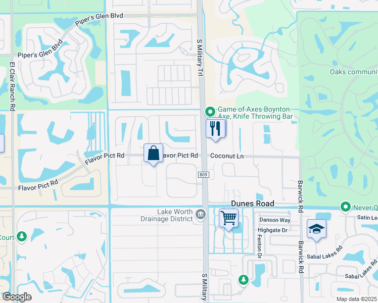 map of restaurants, bars, coffee shops, grocery stores, and more near 12174 Colony Preserve Drive in Boynton Beach