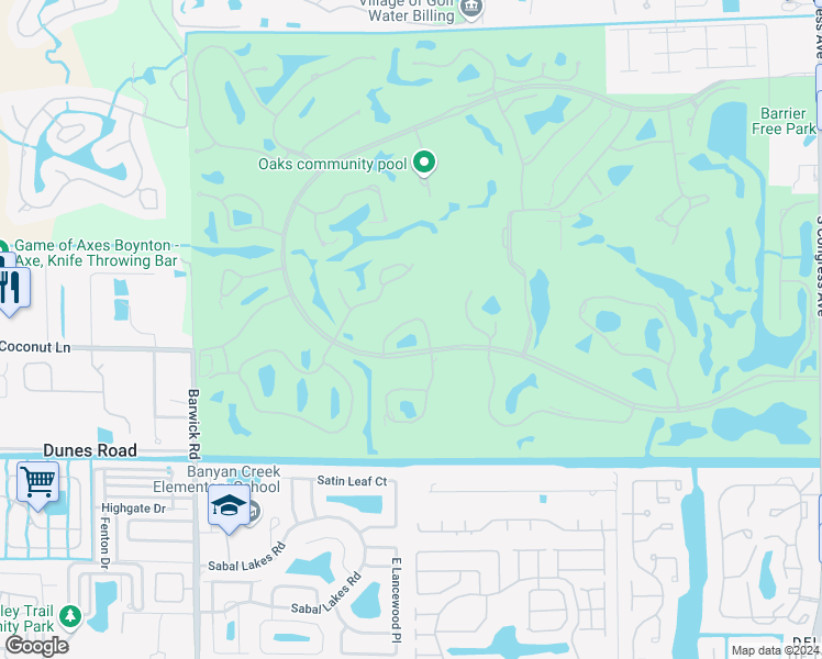 map of restaurants, bars, coffee shops, grocery stores, and more near 20 Glens Drive West in Boynton Beach